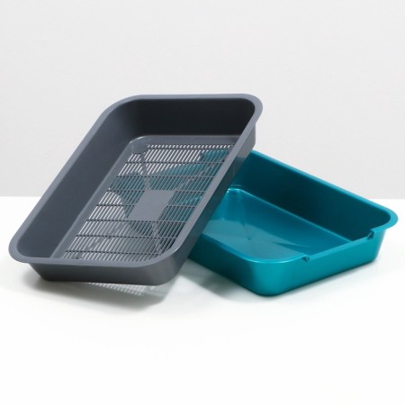 Medium toilet with a mesh of 36 x 26 x 6.5 cm, gray/turquoise-5