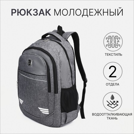 Men's backpack on lightning, external pocket, gray color