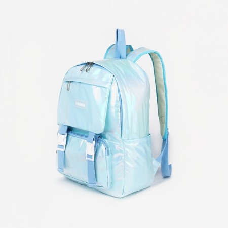 Youth backpack from textiles with lightning, 4 pockets, blue color