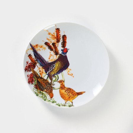 Porcelain plate "Hunting season", D = 24 cm, MIX drawing