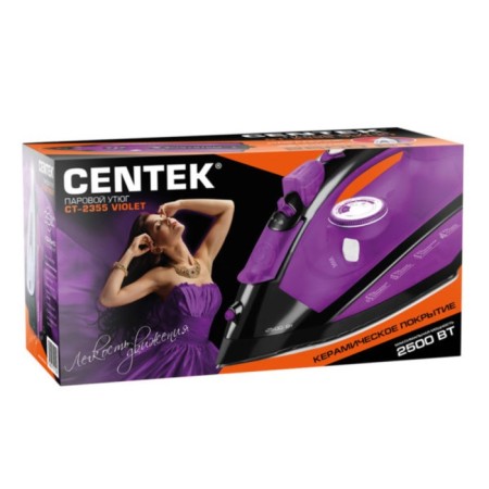 Iron CENTEK CT-2355, 2500 W, ceramic sole, 200 ml, 40 g/min, purple-5