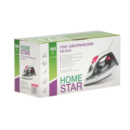 Iron Homestar HS-4012, 1800 watts, Teflon sole, 190 ml, white-gray-4