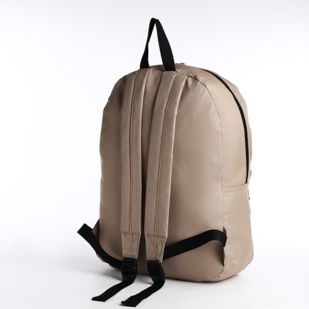 A backpack with a zipper, an outer pocket, beige color-3