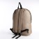 A backpack with a zipper, an outer pocket, beige color