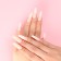 Flame overhead nails, 24 pcs, adhesive plates, ballerina shape, glossy pink/white color