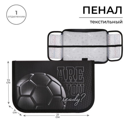 Penal 1 section, 130 x 210 x 40 mm, 2 folding strips, fabric, calligrata top, Content "ball"