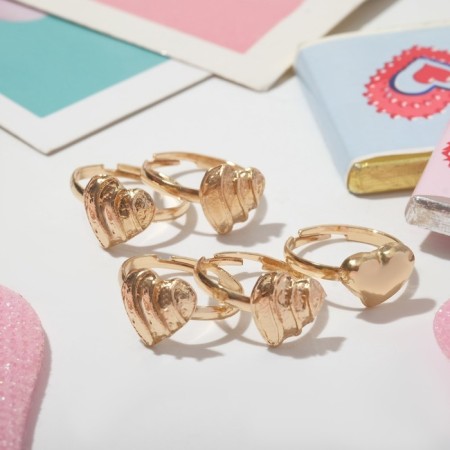 Children's ring "chosen", shape of mix, hearts, gold, dimensionless color-1