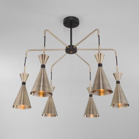 Glustin chandelier, 6x60W E14, brass color, black