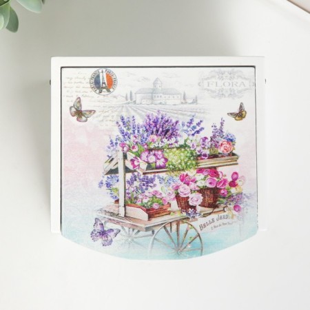 Casket Wood with a mirror "Club with flowers" 10.5x10.8x7 cm-4