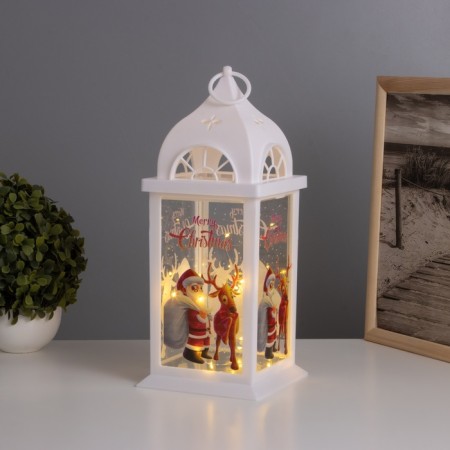 Santa Klaus lamp with a deer 3haa white 14.2x14.2x34cm Model: 18-1