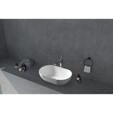 ABBER STEIN AS2611 sink, invoice, 560x320x155 mm, artificial stone, white-1