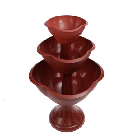 Plastic flowerbed, 3 tiers, d = 27–40–55 cm, h = 90 cm, brown, "waterfall"