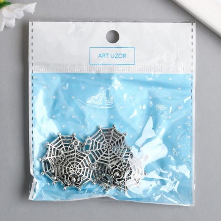 Decor Metal for Creativity "Spider and Web" silver 4503 2.9x2.6 cm-3