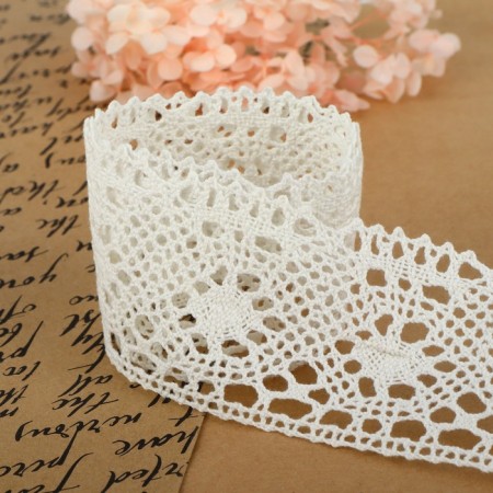 Knitted lace, 60 mm × 15 ± 1 m, fluid-white color-2