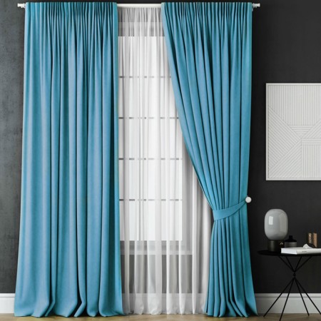 Kaspian curtain set, size 170 x 270 cm, blue