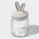 Glass Bank for bulk products with a ceramic lid of the bunny in gold, 230 ml