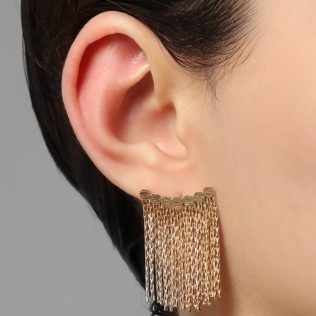 Earrings "Waterfall" on circles, color gold