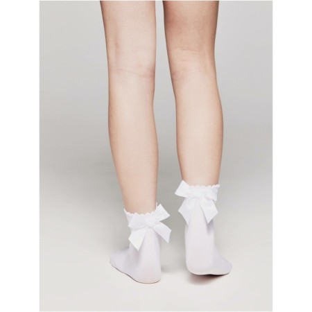 Носки для девочек с бантом Conte Elegant Lily, размер 22-24, цвет bianco-1