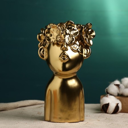 Kashpo - VAZ "Boy with a wreath" Golden, 23x10x12cm