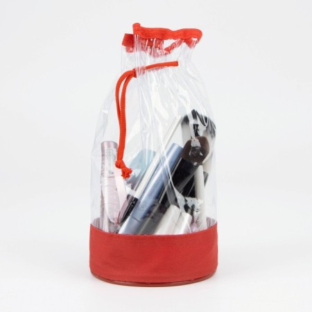 Cosmetic bag on the cord, the color is red/transparent-2
