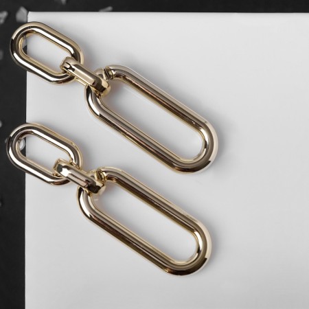 Earrings Metal "Chain" ovala, 3 links, color gold-4