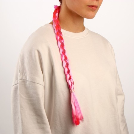 Glass braid, 42 cm, pink color-1