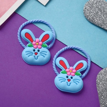 Hair elastic band "Baby" (set 2 pcs) Bunny, blue-1