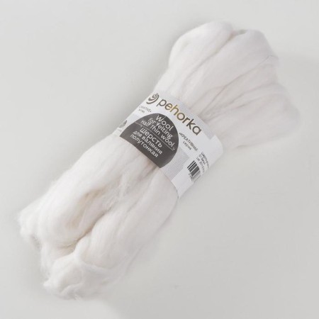 Fasting wool 100% half -toned wool 50g (01 white)-1