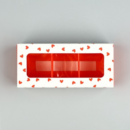 Box for 3 sweets with cells "Hearts", 13 x 3 x 5.5 cm-1
