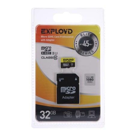 Memory map Exployd Microsd, 32 GB, SDHC, UHS-1, class 10, 45 Mb/s, with adapter SD
