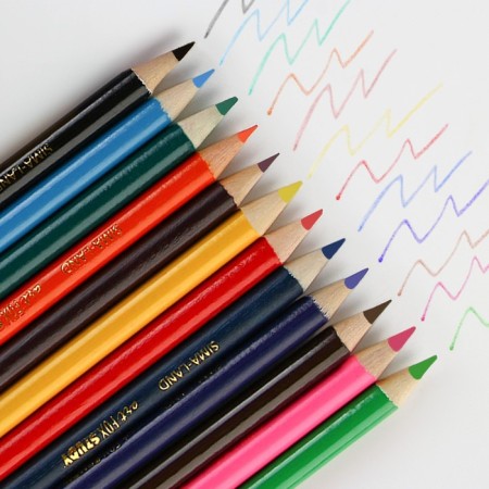 Pencils colored 12 colors mini sharpened round wooden building "September 1"-2