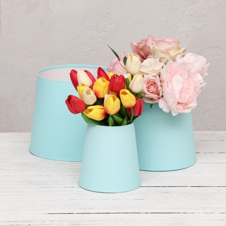 Set of boxes 3V1 Reverse cone "turquoise", sea wave without covers 20*19.5*24-10.5*15*14.5