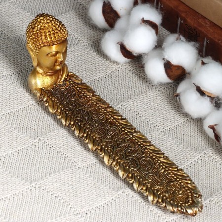 Buddha's head stand for incense, gold-3