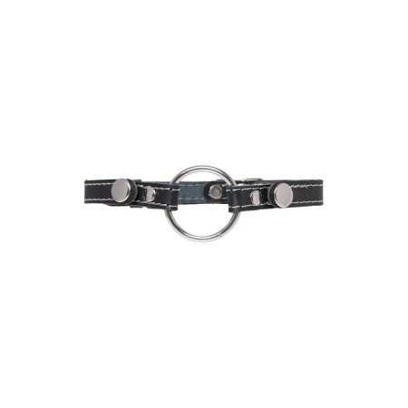 Gag Pecado BDSM, “Ring 46 mm”, with a white stitch, genuine leather, black-1