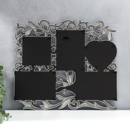 Photo frame plastic in 5 photos 10x15 cm, 10x10 cm "Floristics" silver 41.5x35 cm-2