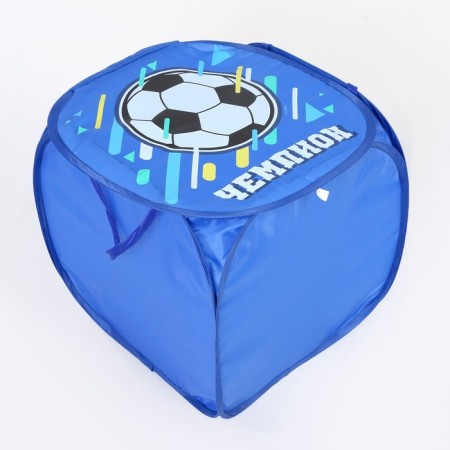 Basket for storing toys "Football" with a lid, 45 x 45 x 43 cm, blue-2