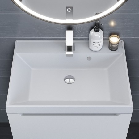 Sink uperwood Classic quartz 60 cm, quartz, white matte, jasmine-2