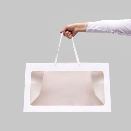 Gift package with a window, white, 50 x 30 x 25 cm