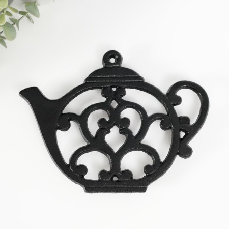 Souvenir cast iron stand "Teapot with heart" 20x15x1.5 cm-1