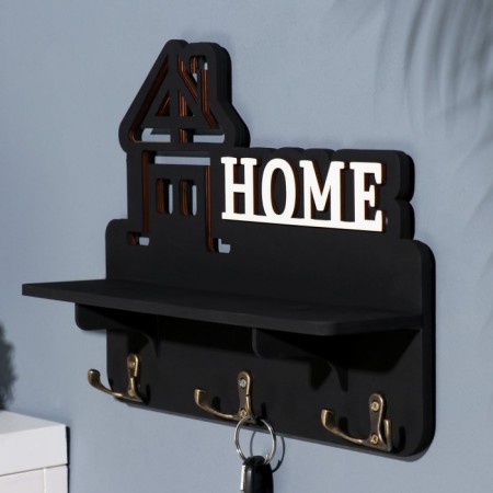 Keykeeper with the Home shelf black color, 28x23x7.5 cm-2