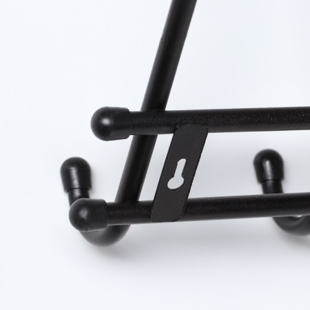 Wall hanger with a shelf "Comfort", 9 hooks, black color-1