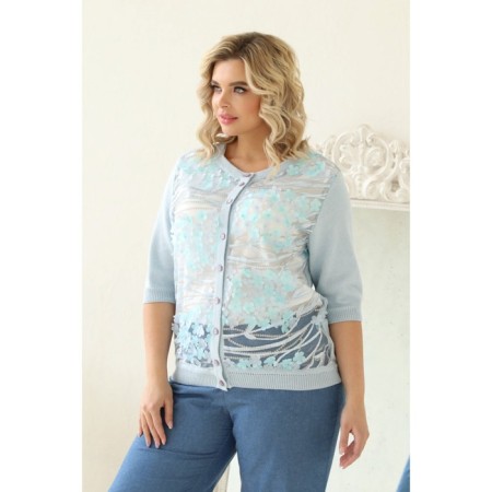 Cardigan female, size 54, blue color