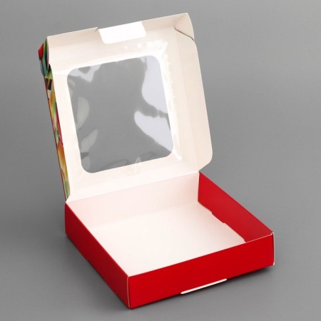 Box a gift team with a window, packaging, "since March 8", 13 x 13 x 3 cm-3
