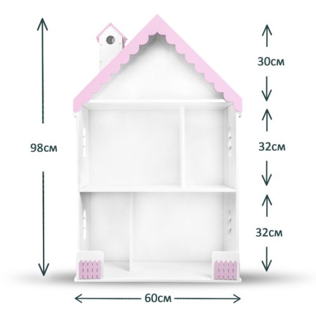 Puppet house "Veronica", white-pink color, 98x60x30 cm-3