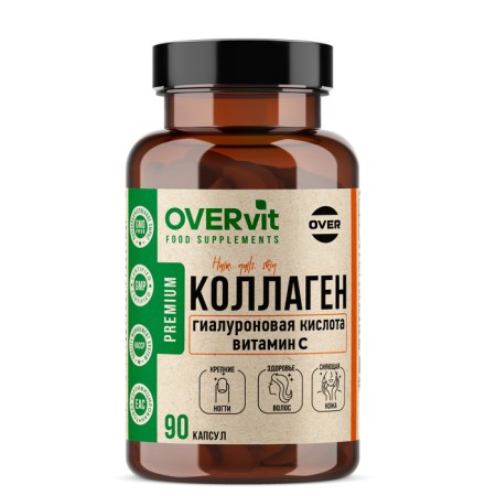 Collagen+vitamin C+hyaluronic acid Overvit, 90 capsules