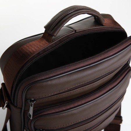 Male bag on lightning, long belt, brown color-4