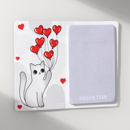 Magnet with a block "Cat with balls" 12.5x9.5 cm-4