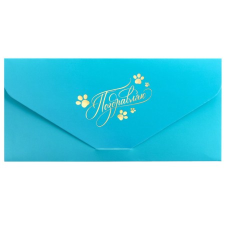 Money envelope "Congratulations!" cat, embossing, 19 x 9 cm-1