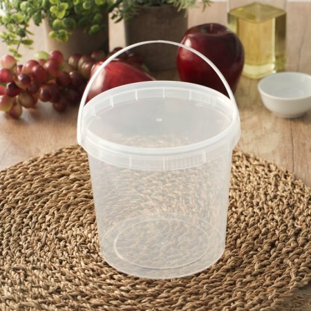 A plastic disposable bucket with a lid, 1.5 l, d = 14 cm, transparent, 226 pcs/units.-1