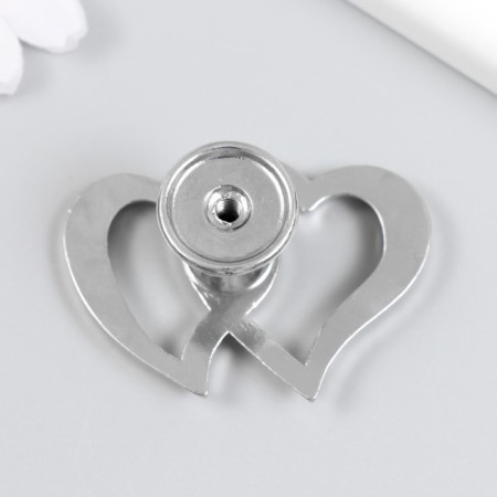 Handle for the casket Metal "Two hearts" Rhinets, silver 3.8x5.4x2.4 cm-2